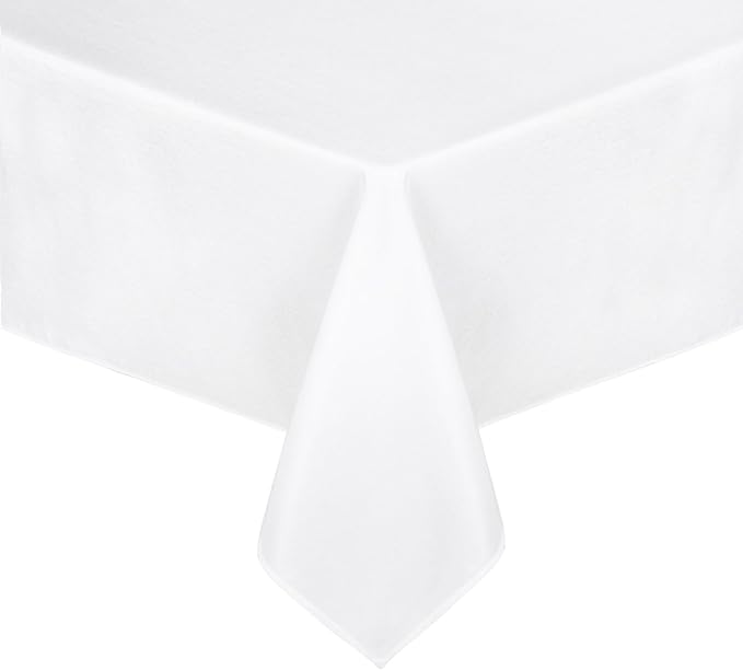 JIUZHEN Square Table Cloth Faux Linen Farmhouse Tablecloth Wrinkle & Stain Resistant Table Cover for Kitchen Dining, Holiday Party Dinner, White, 60 x 60 Inch