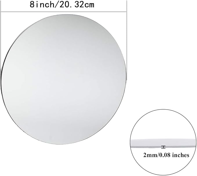 14Pack Round Mirror Plates for Centerpieces Tables, 2mm, 8inch Circle Mirror Trays Plates for Tables Mirror Centerpiece, Circle Mirror Tiles Candle Plate for Wedding Party Centerpieces Decor Crafts