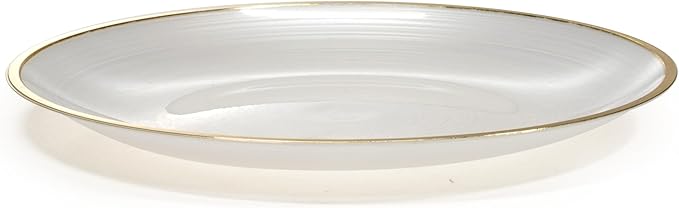 " OCCASIONS " 50 Plates Pack (25 Guests)-Wedding Party Disposable Plastic Plate Set -25 x 10'' Dinner + 25 x 7'' Salad & Dessert plates (Belize in White Pearl & Gold)