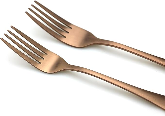 JASHII Modern Royal 5 Pcs Matte Rose Gold 18/10 Stainless Steel Utensils Cutlery Dinnerware Set w/Straw, Knife Fork and Spoon Flatware Set for Wedding Festival Christmas Party Service for 1