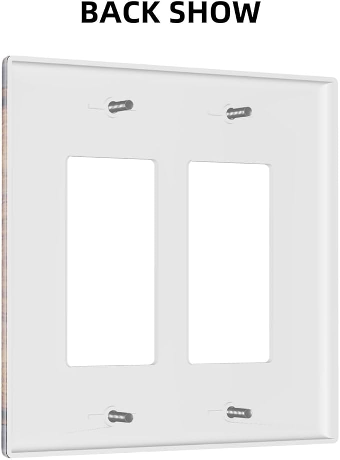 Outlet Covers Rustic Farmhouse Barn Door Vintage Wood 2 Gang Light Switch Cover Double Rocker Wall Plate Decorative GFCI Receptacle Electrical Switchplate for Bathroom Cabin Decor（2 Pack）