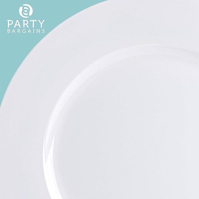 PARTY BARGAINS 13-Inch Charger Plates - 8 Pack, White, Heavy-Duty Disposable Chargers for Elegant Dining - Ideal for Weddings and Formal Events