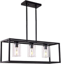 XILICON Dining Room Lighting Fixture Hanging Farmhouse Black 3 Light Modern Pendant Lighting Contemporary Chandeliers with Glass Shade for Living Dining Room Bedroom Kitchen Island