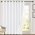PrinceDeco 100% Blackout Linen Curtains for Bedroom Linen Blackout Curtains 84 Inches Sliding Door Curtain Thermal Drapes for Sliding Glass Door Room Divider Drapes,W100 X L84 Inch, Pure White