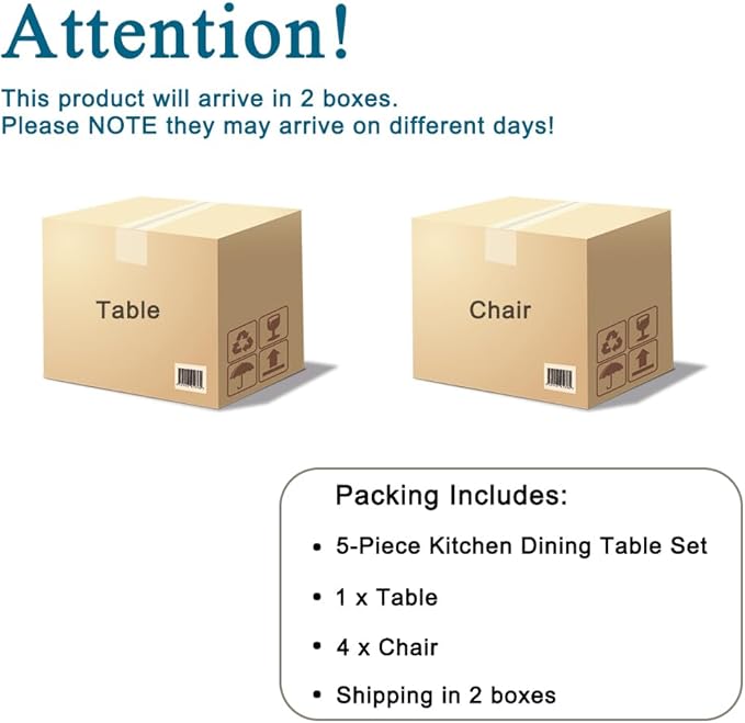 Modern 55'' Grey Wood Dining Table Set - Kitchen Table and Chairs Set of 4, Ideal for Dining Room