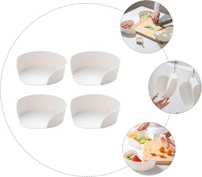 ARTIBETTER Japanese Style Stackable Food Serving Plates 4pcs Set, Large Mouth-open Prep and Hot Pot Tray for Vegetable and Fruit Serving, Dining Tableware for Family Meals