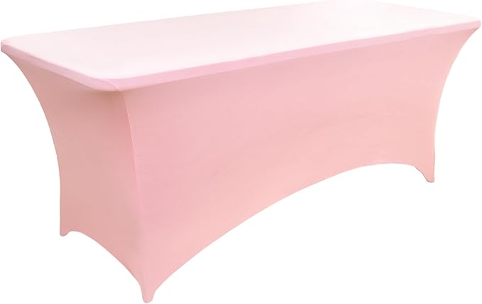2-Pack 8ft Spandex Table Covers for Rectangle Folding Tables - Washable Elastic Tablecloth - Ultimate Fitted Table Protector for Birthday Parties, Trade Shows, Banquet