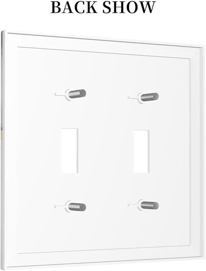 Decorative Light Switch Cover Gray/Gold Marble Abstract Modern Luxury 2 Gang Wall Plate Double Toggle Switch Plate Receptacle Electrical Outlet Cover Switchplate for Bathroom Bedroom（2 Pack）
