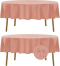 Fokitut 2 Pack Waterproof Round Tablecloth, 60 Inch, Stain Resistant and Wrinkle Polyester Table Cloth, Fabric Table Cover for Kitchen Dining, Wedding, Party, Holiday Dinner-Dusty Pink