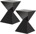 BECHAEO Black Acrylic Side Table Set of 2, Small End Tables for Small Spaces, Modern Acrylic End Tables Living Room Bedroom Nightstand with Irregular Design, Lightweight Farmhouse Outdoor Side Tables