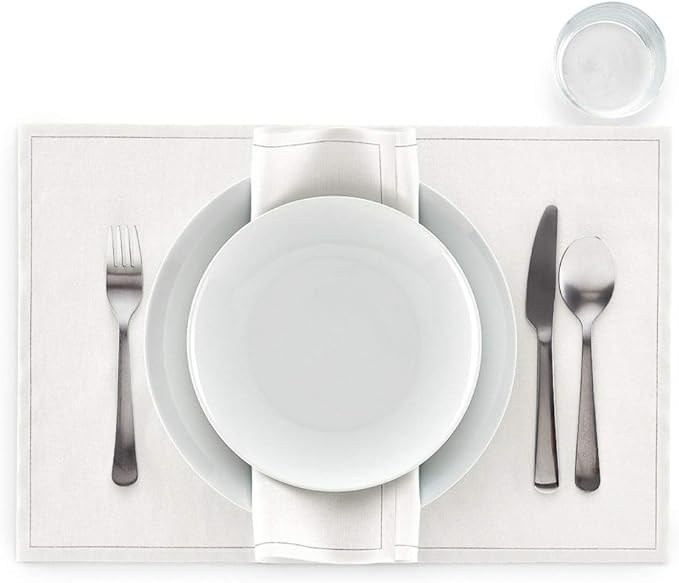 MY DRAP Washable and Reuseable Cloth Placemat - 17.7 x 12.6 in (12 Per Roll, Cotton Cream)