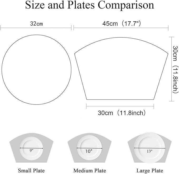 SHACOS Small Round Table Placemats Wedge Placemats with Centerpiece Round Placemat PVC Woven Table Mats Washable (7,Silver Grey)