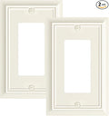 2-Pack Decorator Wall Plate Cover, Light Almond Decorative Switch Plates and Outlet Covers, Durable Natural Bamboo Fiber Wall Plates for Electrical Outlets, Receptacle, GFCI Outlet, Dimmer Switch