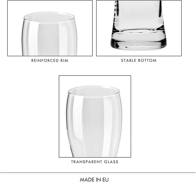 Krosno Tall Beer Pint Glasses, Set of 6, 16.9 oz, Chill Collection, Beer Tatsing, Lager, IPA APA Glasses, Dishwasher Safe, Made in Europe