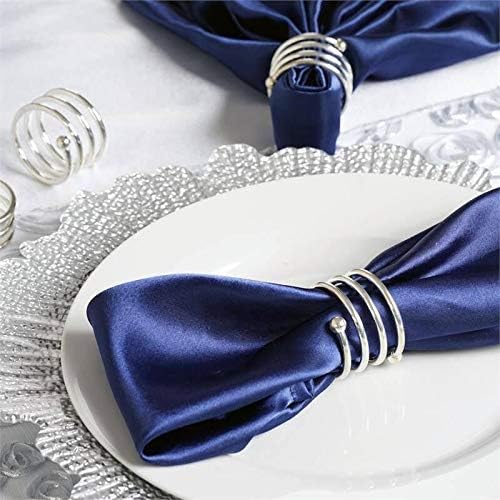 Silver Napkin Rings Set of 8, Christmas Napkin Rings Metal Napkin Holders for Thanksgiving Weddings Family Gatherings Table Decorations (8 Spring Silver)