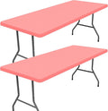 Spandex 8 Foot Rectangle Table Cloth 2 Pack, Elastic Fitted Tablecloths for Picnic, Stretch Washable Patio Table Cover for Outdoor, Camping, Banquet and Parties(Coral Red, 30"x96")