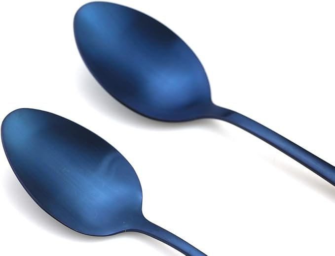 JASHII Modern Royal 5 Pcs Matte Blue 18/10 Stainless Steel Utensils Cutlery Dinnerware Set w/Straw, Knife Fork and Spoon Flatware Set for Wedding Festival Christmas Party Service for 1