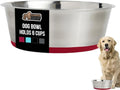 GORILLA GRIP Dog Bowl, Holds 6 Cups (48 fl oz), Heavy Duty Metal Food and Water Bowl for Feeding Dogs and Cats, Easy Clean, Dishwasher Safe, Rust Resistant Stainless Steel, BPA Free Rubber Base, Red