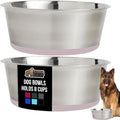 GORILLA GRIP Set of 2 Dog Bowls, Holds 8 Cups (64 fl oz), Heavy Duty Metal Food and Water Bowl for Feeding Dogs and Cats, Dishwasher Safe, Rust Resistant Stainless Steel, BPA Free Rubber Base, Lt Pink
