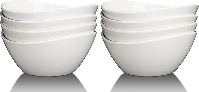 GarveeHome 8" Ceramic Deep Soup Bowls & Salad Bowls - 42 OZ Large Bowls Set of 4 for Kitchen - White Ceramic Serving Bowls for Salads, Cereal, Soup, Dishwasher & Microwave Safe (Pack of 2)