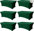 Table Cover for 6 Foot Rectangle Tables-6 Pack Hunter Green Fitted Stretch Tablecloth-Spandex 6ft Christmas Tablecloth for Party, Vendor Booth Display, Banquet Buffet Event, Craft Trade Show