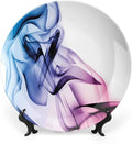 Ceramic Display Plate, Abstract Decor Ceramic Hanging Decorative Plate, Colorful Smoke Dynamic Flow Swirl Contemporary, 10 Inch, Living Room Kitchen Decoration Household, Fuchsia Blue