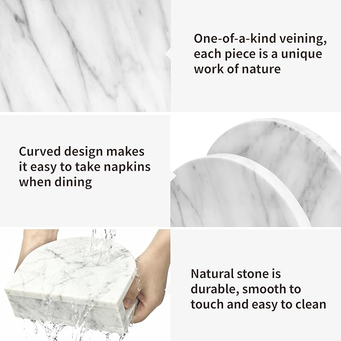 Marble Napkin Holder for Table, White Upright Napkin Holders for Paper, Standing Napkin Dispenser for Kitchen, Dining Room, Party Hotel, Cafe, Bar