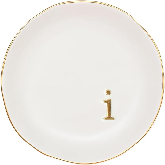 COLLECTIVE HOME - Ceramic Jewelry Tray, Decorative Trinket Dish for Rings Earrings Necklaces Bracelet Watch Keys, Birthday Mother's Day Christmas Gift for Women, 4.75", White Surface (i)