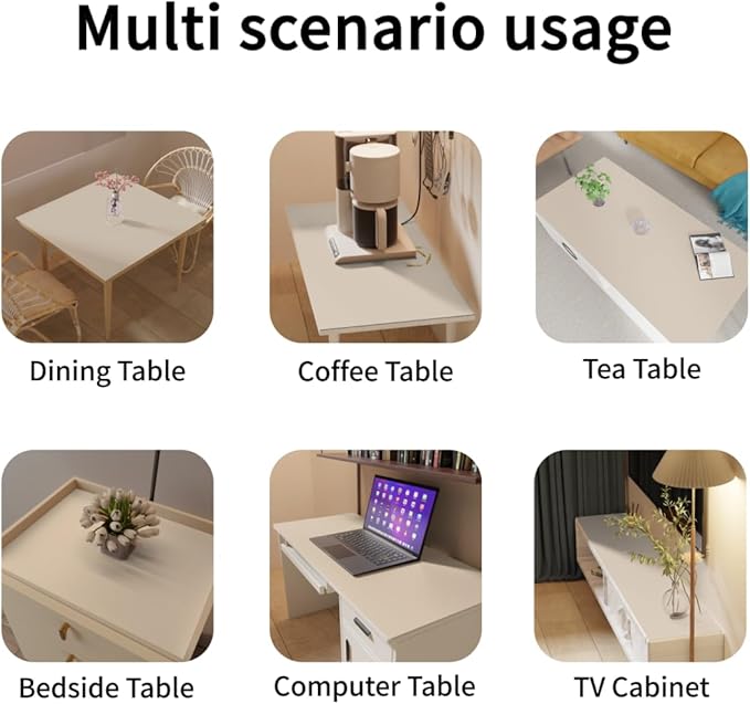 Leather Table Cover,1.8mm Thick,17x72 Inch Desk Cover,Dresser Cover Top,Dresser Protector Top,Dresser Cover,End Table Cover.(Beige+Light Gray,17x72)
