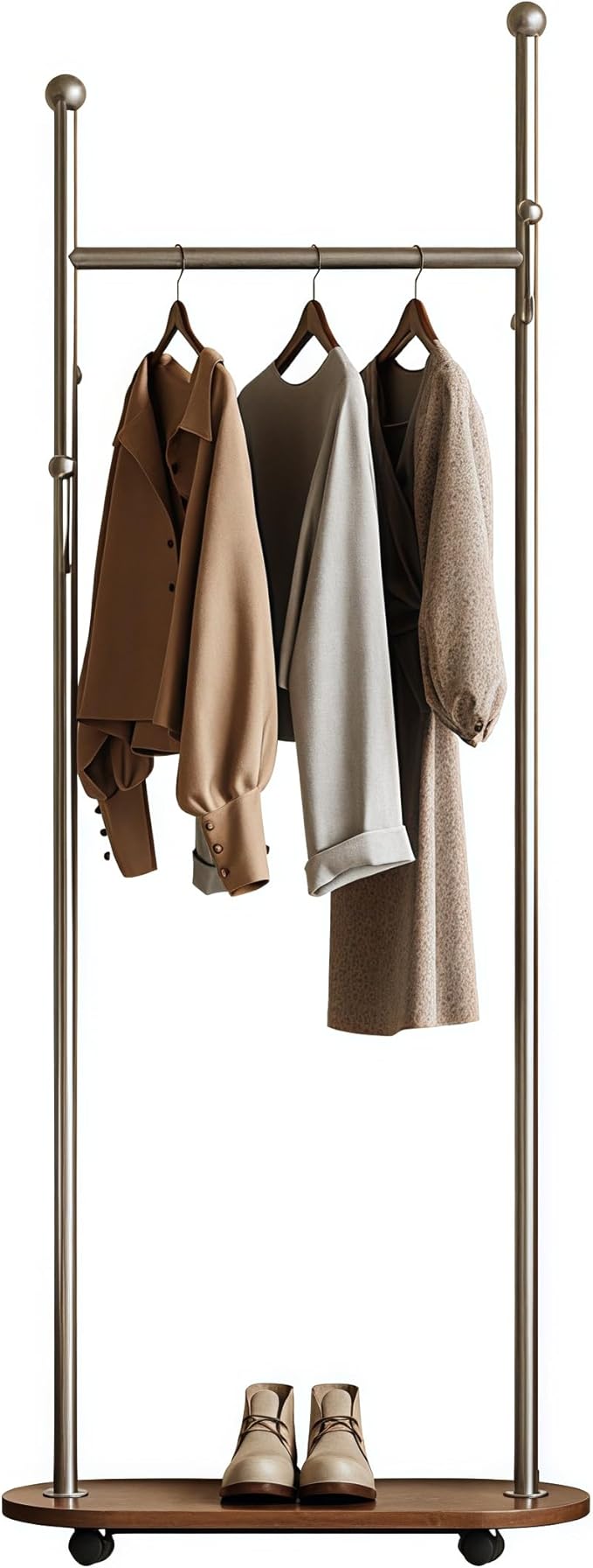 Cactus shaped Freestanding Metal Coat Rack Stand Modern Organizer for Scarf Jacket Hat Bags Ideal for Home Entryway Bedroom Corner Stable and Moveable(Silver)