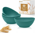 Wheat Straw Cereal Bowls Set of 4, Plastic Bowls Reusable 26 OZ, Unbreakable Bowl for Kitchen, Salad, Fruit, Cereal, Popcorn, Dishwasher and Microwave Safe Serving Bowl for Camping - Green