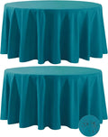 Fokitut 2 Pack Waterproof Round Tablecloth, 120 Inch, Stain Resistant and Wrinkle Polyester Table Cloth, Fabric Table Cover for Kitchen Dining, Wedding, Party, Holiday Dinner-Caribbean Blue