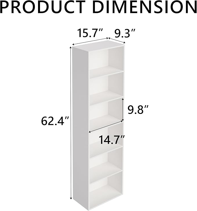 Wooden 6 Cube Storage Organizer, White 6 Cube Storage Shelf, 6 Tier Closet Organizers Storage Cubes Display Cubby, Versatile Cubes Open Bookshelf and Cubby Organizer for Any Space 15.7inch