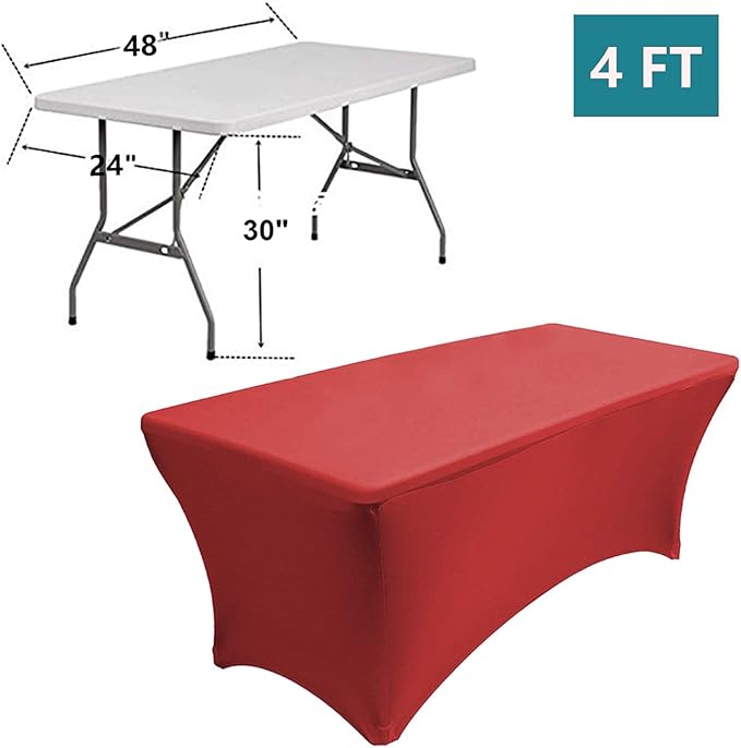 RELIANCER 2 Pack Stretch Spandex Table Covers for Rectangular Tables,4FT Elastic Fitted Tablecloth,Universal Rectangular Table Cloth Protector for Outdoor Party,Wedding,Bar,Birthday,Banquet,Events