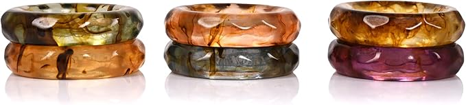 ALPHA Living HOME Napkin Rings Set of 12 - Handmade Epoxy Resin Napkin Holders for Elegant Table Decor, Dining, Weddings, Parties & Special Events - Durable & Stylish Serviette Rings (Spring Color)