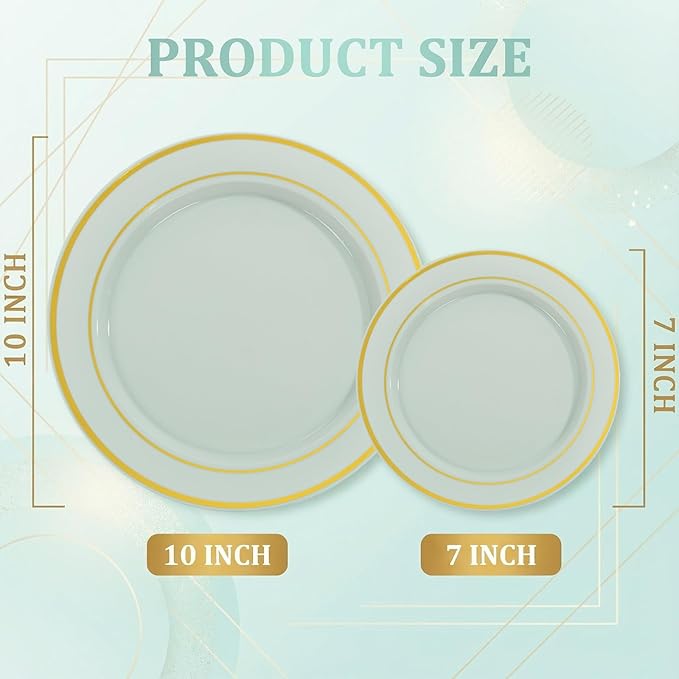 NOCCUR 200PCS Sage Green Plastic Plates for 100 Guests - Include 100PCS 10" Dinner/ 100PCS 7" Dessert Plastic Plates Heavy Duty - Ideal for Wedding&Party