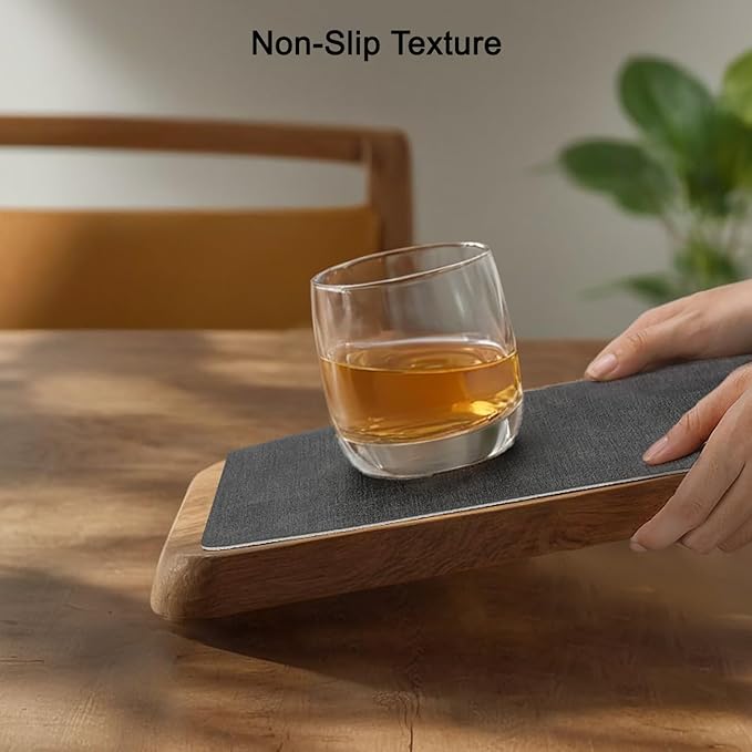 Myir JUN Reversible Vinyl Placemats Set of 6, Faux Leather Place Mats Dual Sided Waterproof Oilproof Wipeable, Heat-Resistant Table Mats for Kitchen Dining Indoor Outdoor (12" x 17", Light Gray Gray)