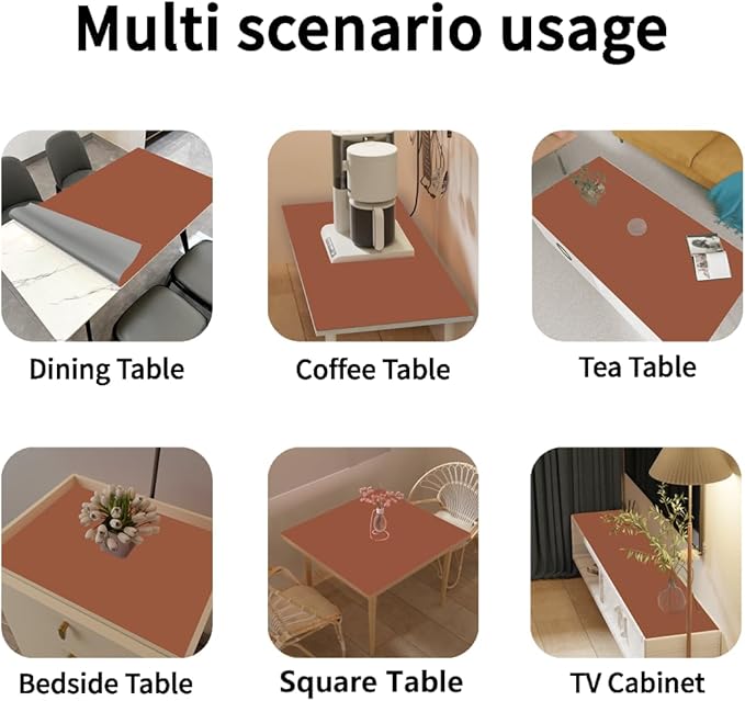 Leather Table Cover,1.8mm Thick,24x36 Inch Desk Cover,Large Desk Mat,Table Protector,Table Cover Protector,Craft Mats to Protect Table(Brown+Gray,24x36)