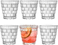 Vintage Drinking Glasses Set of 6, 8 oz Brick-Shaped Glass Cups, Mojito Glass Cups Stackable Water Tumbler, for Beer, Cocktail, Whiskey, Juice & Mixed Drinks.