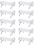 10-Pack White Tablecloths for Rectangle Tables, 54 x 108 Inches, Stain-Resistant Polyester Fabric for 6 Foot Tables - Washable Table Covers for Weddings, Banquets, Birthday Parties, Events