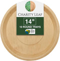 Charity Leaf Disposable Palm Leaf 14" Round Trays (10 pieces) Bamboo Like Serving Platters, Disposable Boards, Eco-Friendly Dinnerware For Weddings, Catering, Events