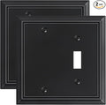 2-Pack Combo Blank/Toggle Light Switch Cover Plate, Black Modern Decorative Electrical Outlet Covers, Bamboo Fiber Wall Switch Plates and Outlet Covers