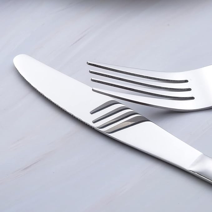 60-Piece Silverware Set for 12, GoGeiLi Stainless Steel Flatware Cutlery Set for 12, include Fork, Knife and Spoon Set, Mirror Finished