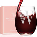 Valentines Day Gifts for Her, Gifts for Women Her Friend Mom Grandma Wife Sister Bridesmaid Nurse, Birthday Galentines Mothers Day Christmas, Personalized Initial Customized Wine Glasses 18OZ(W)
