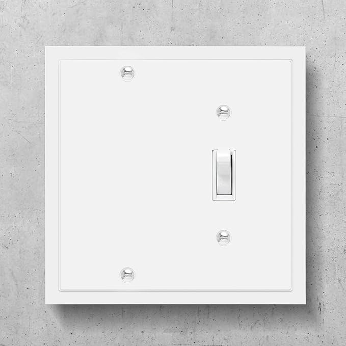 Henne Bery Modern Edge Decorative Wall Plate Switch Plate Outlet Cover, Durable Solid Zinc Alloy (Blank/Toggle, White)