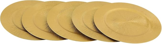 Charger Plates, 100pcs Gold 13inch Plastic Dinner Plate, Round Plastic Dinner Plate with Delicate Texture for Parties Wedding (Gold)