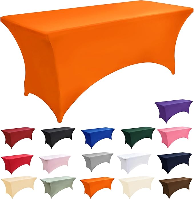 2-Pack 6ft Spandex Table Covers for Rectangle Standard Folding Tables - Wrinkle Resistant Stretch Tablecloths - Ultimate Fitted Table Protector for Parties, Trade Shows, Banquet
