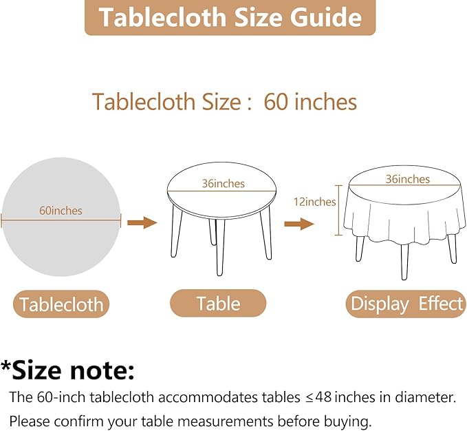 Textured 60 Inch Black Fabric Round Table Cloth, Faux Linen Water Resistant & Wipeable Circle Tablecloth, Washable for Dinning Kitchen Patio
