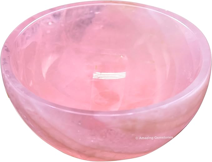 Rose Quartz Crystal Bowl - 2 Inch Decorative Bowls for Room and Home Decor - Gemstone Healing Crystals for Elegant Display, Positive Energy Balance and Gift