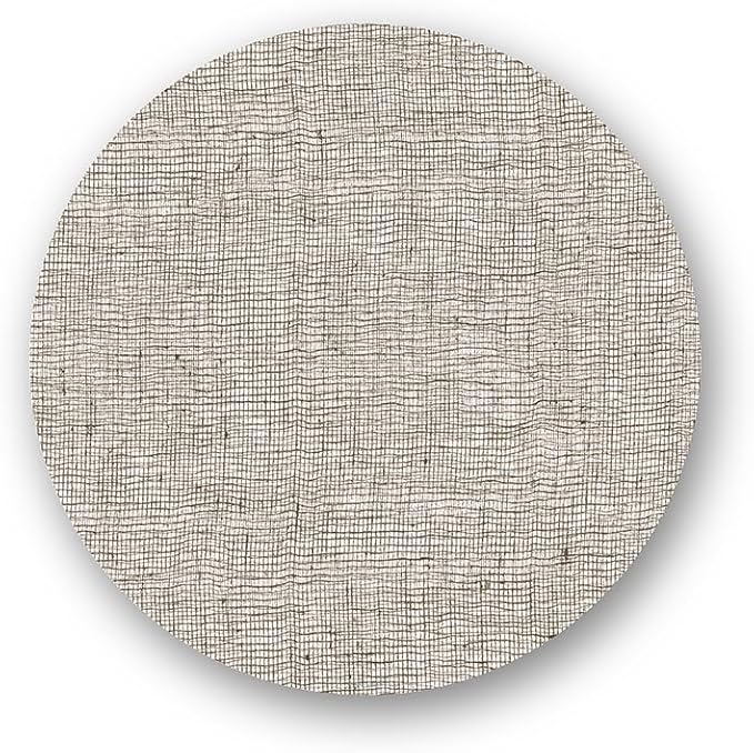 modern-twist 15" Silicone Round Placemat, BPA, PVC-Free Table Mat, Dishwasher Safe, Linen Print in Chocolate, Pack of 1